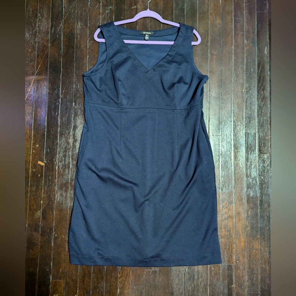 George Fitted Dark Navy V-Neck Midi Tank Dress